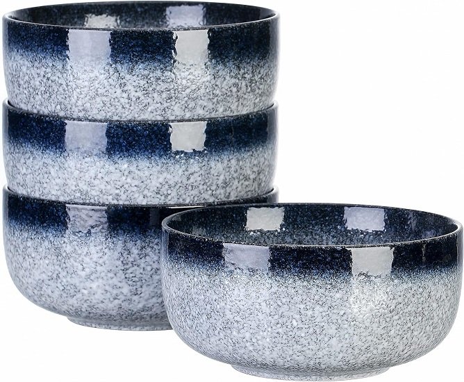 Cereal Bowls - 36 Ounce Ceramic Bowls, Noodle Bowl Set, Ceramic Bowls for Kitchen, Breakfast, Oatmeal, Microwave and Dishwasher Safe, [Set of 4], Dark Blue